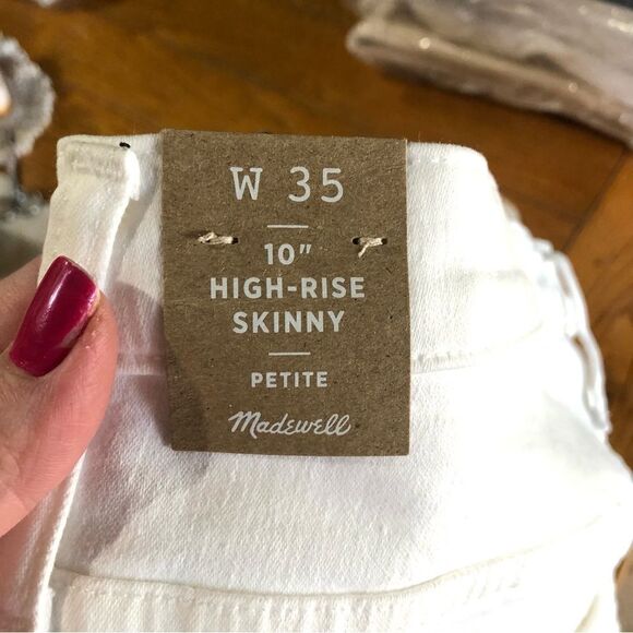 MADEWELL 10” High Rise Button Fly Skinny Jeans Frayed Hem Size 35P - Picture 8 of 10